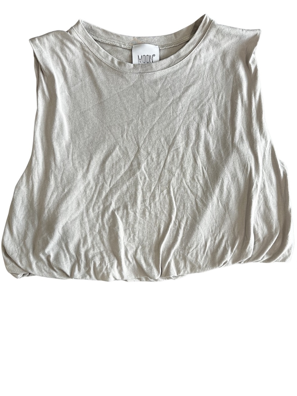 Moon Ryder Capsule Collection Bubble Hem Tank Taupe Sleeveless Top L